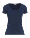 Rossopuro Woman Sweater Navy Size 8 Cotton, Polyester In Navy Blue