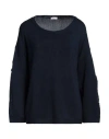 Rossopuro Woman Sweater Navy Blue Size L Cotton