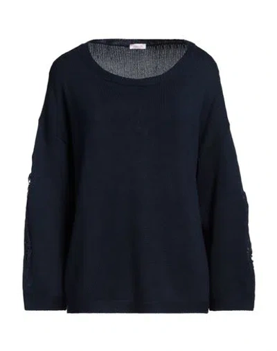 Rossopuro Woman Sweater Navy Blue Size L Cotton