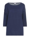 Rossopuro Woman Sweater Navy Blue Size S Cotton In Navy Blue