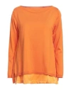 Rossopuro Woman Sweater Orange Size S Cotton, Silk, Elastane