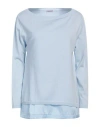 Rossopuro Woman Sweater Sky Blue Size M Cotton, Silk, Elastane