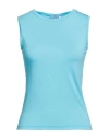Rossopuro Woman Top Light Blue Size M Modal, Polyamide In Blue