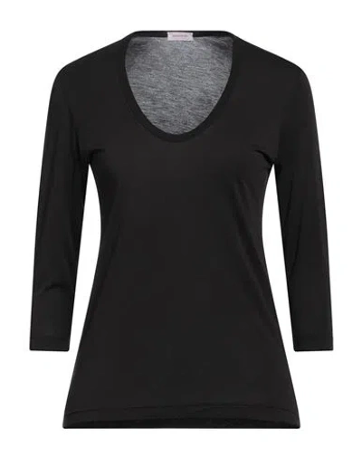 Rossopuro Woman T-shirt Black Size L Modal, Polyamide