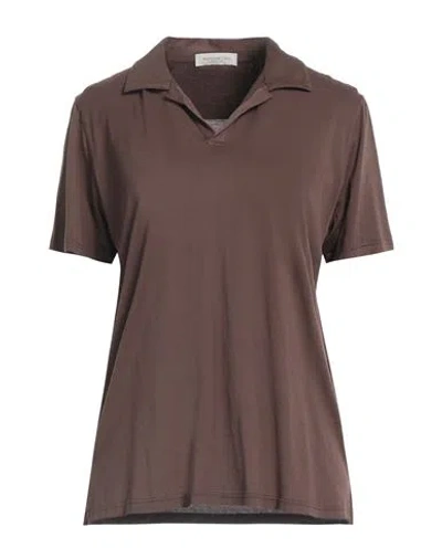 Rossopuro Woman T-shirt Dark Brown Size 4 Cotton