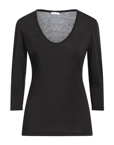 Rossopuro Woman T-shirt Dark Brown Size M Modal, Polyamide In Black
