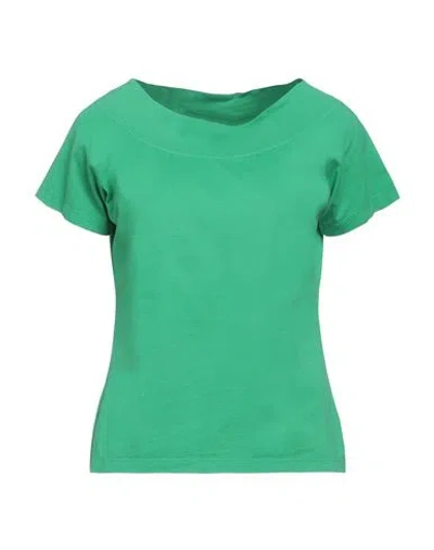 Rossopuro Woman T-shirt Green Size 12 Cotton