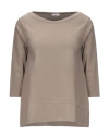 Rossopuro Woman T-shirt Khaki Size L Cotton, Elastane In Beige