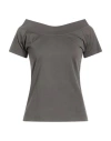 Rossopuro Woman T-shirt Lead Size 6 Cotton In Grey