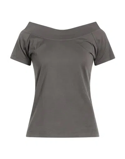 Rossopuro Woman T-shirt Lead Size 6 Cotton In Gray