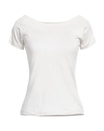 Rossopuro Woman T-shirt Light Grey Size 6 Cotton In White