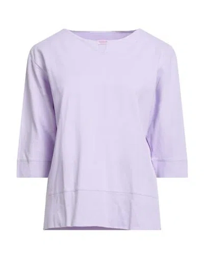 Rossopuro Woman T-shirt Lilac Size L Cotton In Blue
