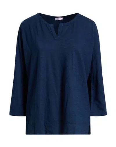 Rossopuro Woman T-shirt Midnight Blue Size L Cotton