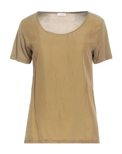 Rossopuro Woman T-shirt Military Green Size 6 Silk In Multi