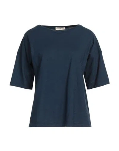 Rossopuro Woman T-shirt Navy Size Xs Cotton, Elastane In Navy Blue