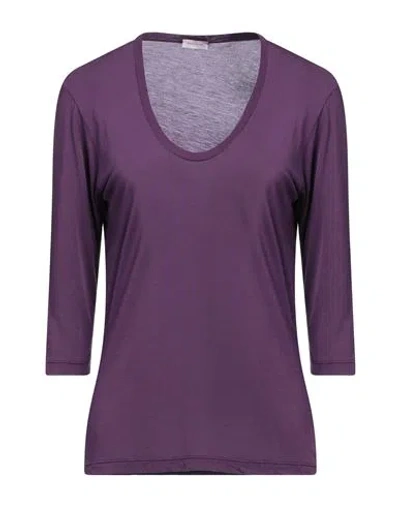 Rossopuro Woman T-shirt Purple Size L Modal, Polyamide