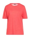 Rossopuro Woman T-shirt Red Size 4 Linen, Cotton In Red