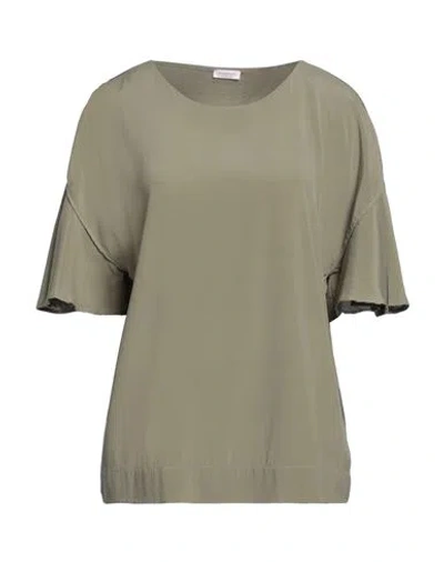 Rossopuro Woman T-shirt Sage Green Size Xl Cotton, Silk, Elastane