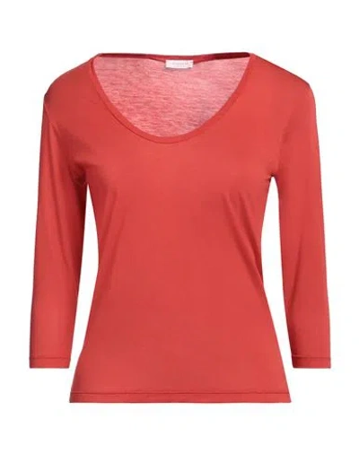 Rossopuro Woman T-shirt Tomato Red Size L Modal, Polyamide