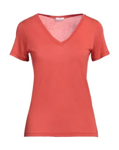 Rossopuro Woman T-shirt Tomato Red Size M Modal, Polyamide In Orange