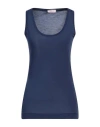 Rossopuro Woman Tank Top Navy Size Xl Modal, Polyamide In Navy