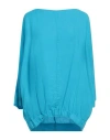 Rossopuro Woman Top Azure Size M Linen In Blue