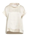 Rossopuro Woman Top Beige Size L Viscose In Beige