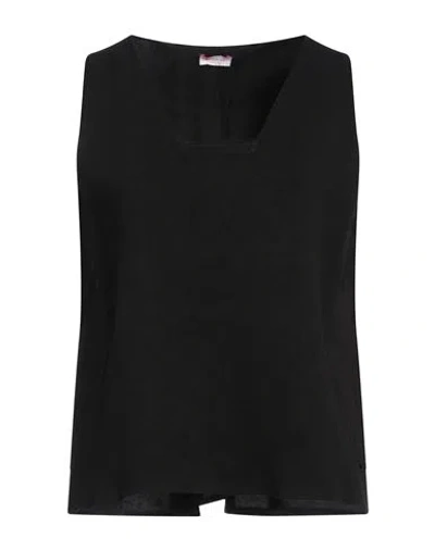 Rossopuro Woman Top Black Size L Cotton, Polyester, Elastane