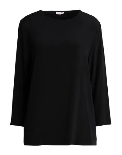 Rossopuro Woman Top Black Size M Silk, Elastane
