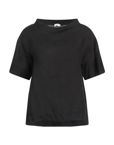 Rossopuro Woman Top Black Size S Linen In Black