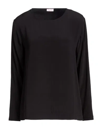 Rossopuro Woman Top Black Size S Silk, Elastane