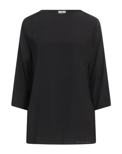 Rossopuro Woman Top Black Size S Silk, Elastic Fibres