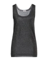 Rossopuro Woman Top Black Size S Viscose, Polyester, Metallic Fiber In Black