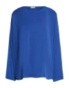 Rossopuro Woman Top Blue Size Xl Silk, Elastane