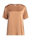 Rossopuro Woman Top Camel Size S Silk, Elastic Fibres In Beige