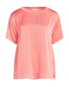 Rossopuro Woman Top Coral Size L Silk, Elastic Fibres In Red