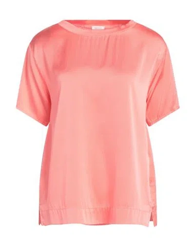 Rossopuro Woman Top Coral Size L Silk, Elastic Fibres In Red