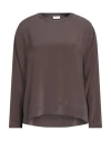 Rossopuro Woman Top Dark Brown Size Xs Silk, Elastane