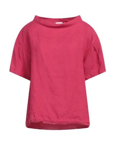 Rossopuro Woman Top Fuchsia Size M Linen In Pink