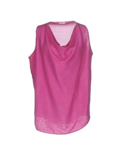 Rossopuro Woman Top Fuchsia Size L Cotton, Silk In Pink