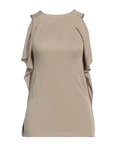 Rossopuro Woman Top Khaki Size S Viscose In Beige