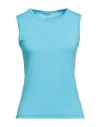 Rossopuro Woman Top Light Blue Size M Modal, Polyamide