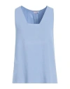 Rossopuro Woman Top Light Blue Size S Cotton, Polyester, Elastane