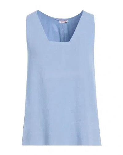 Rossopuro Woman Top Light Blue Size S Cotton, Polyester, Elastane In Blue