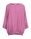 Rossopuro Woman Top Mauve Size S Linen In Purple