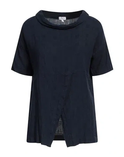 Rossopuro Woman Top Midnight Blue Size S Linen, Viscose