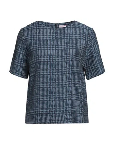 Rossopuro Woman Top Midnight Blue Size S Acetate, Cotton, Polyester, Polyamide
