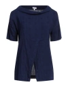 Rossopuro Woman Top Navy Size M Linen, Viscose In Navy