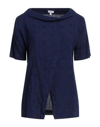 Rossopuro Woman Top Navy Size M Linen, Viscose