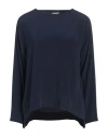 Rossopuro Woman Top Navy Size M Silk, Elastane